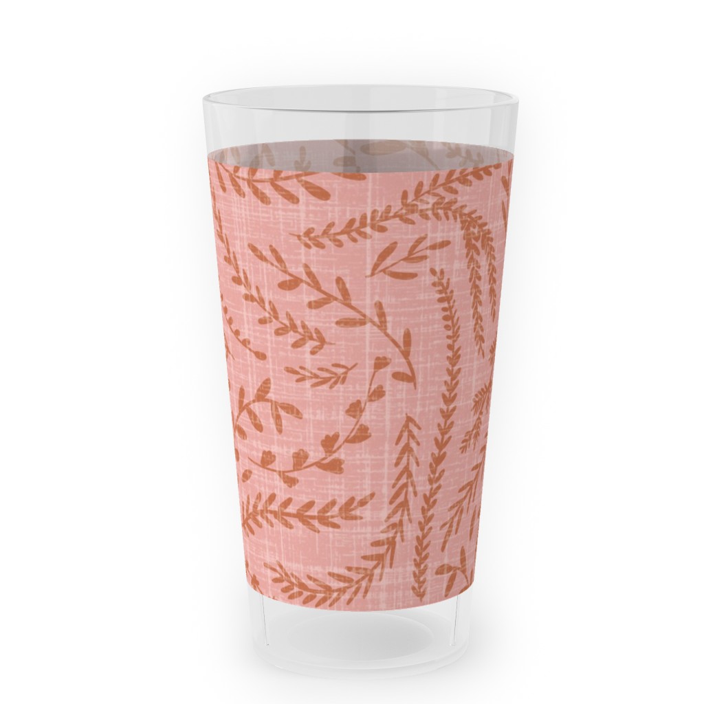 Notion - Fine Floral - Pink and Rust Outdoor Pint Glass, Pink