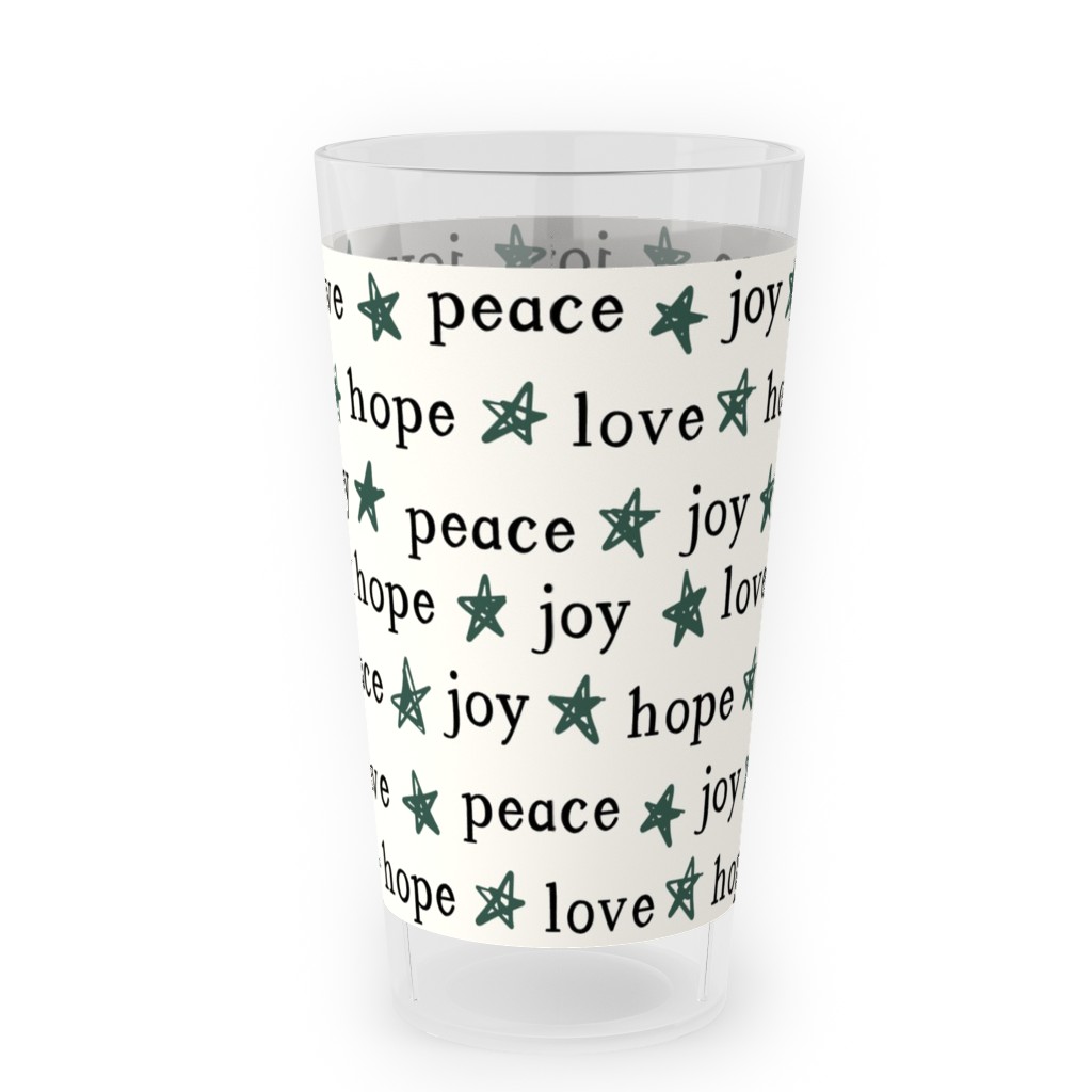 Peace Love Hope Joy - Beige Outdoor Pint Glass, Beige