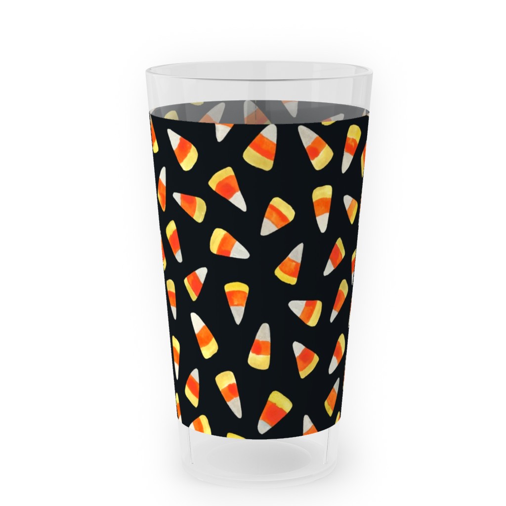 Watercolor Candy Corn - Black Outdoor Pint Glass, Black