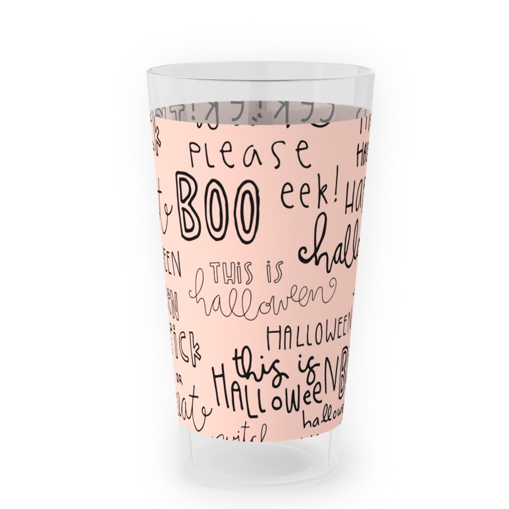 Halloween Words - Black Outdoor Pint Glass, Pink