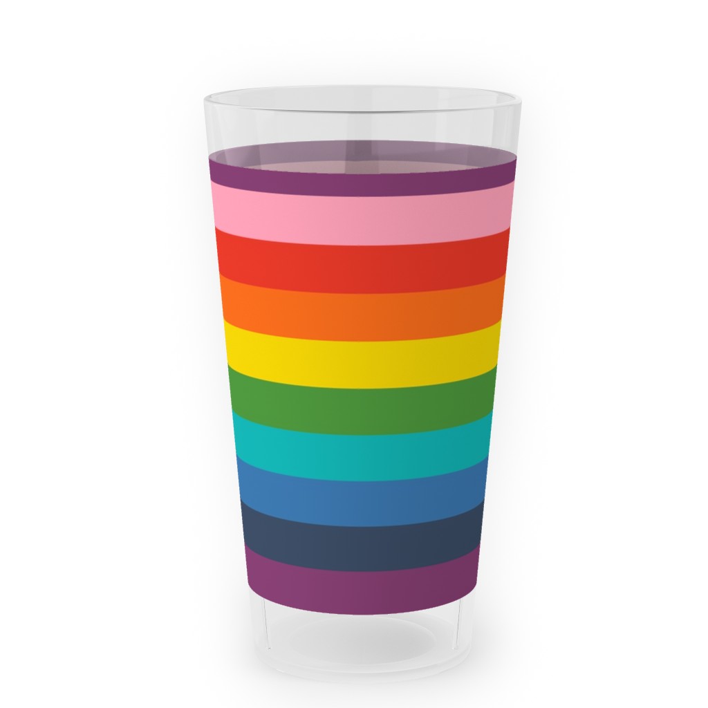 Colorful Live - Rainbow Stripe Outdoor Pint Glass, Multicolor