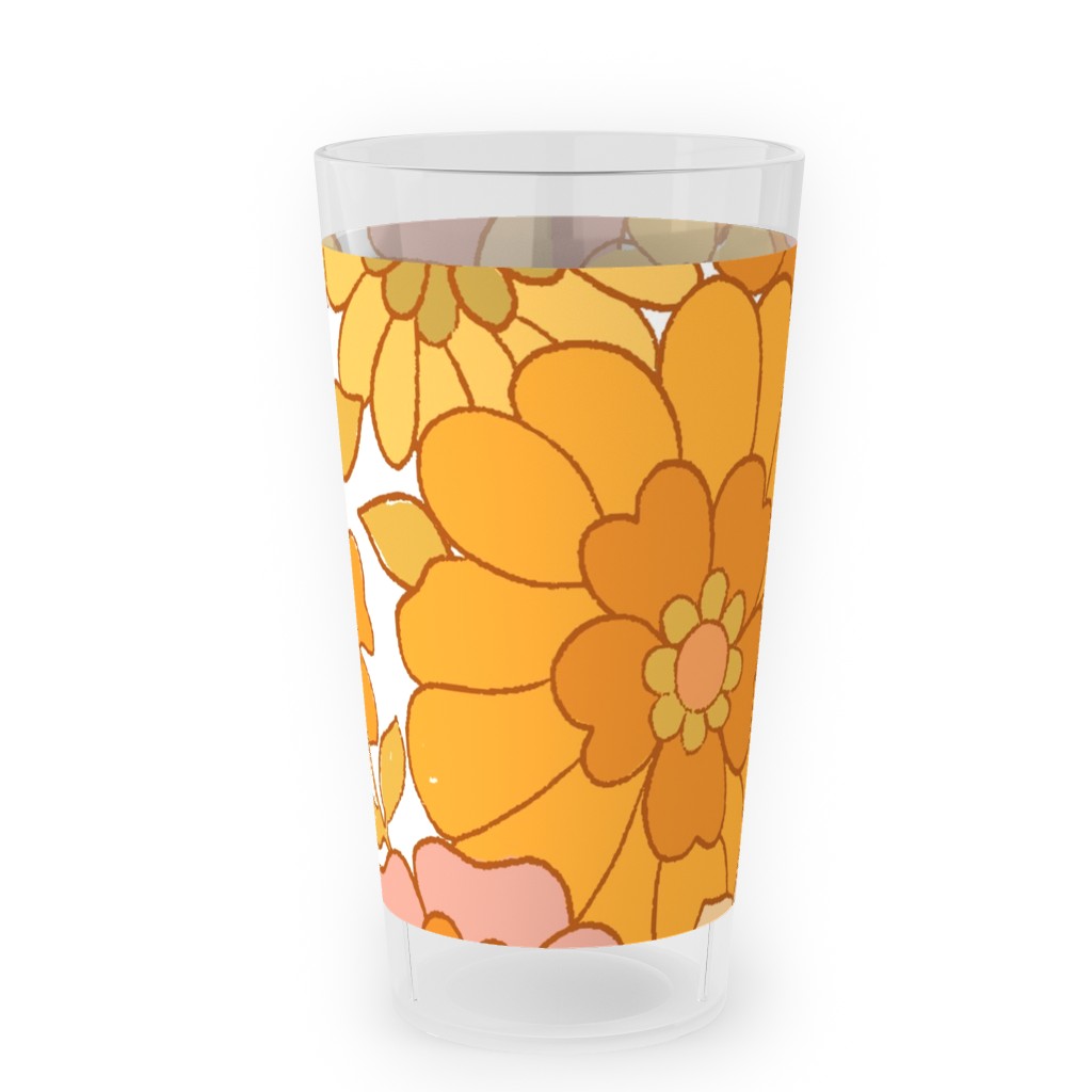 Avery Retro Floral Outdoor Pint Glass, Orange