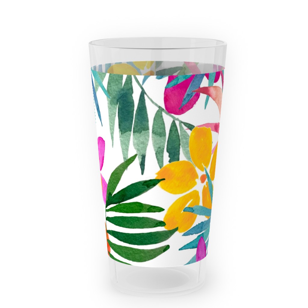 Watercolor Tropical Vibes - Multi Outdoor Pint Glass, Multicolor