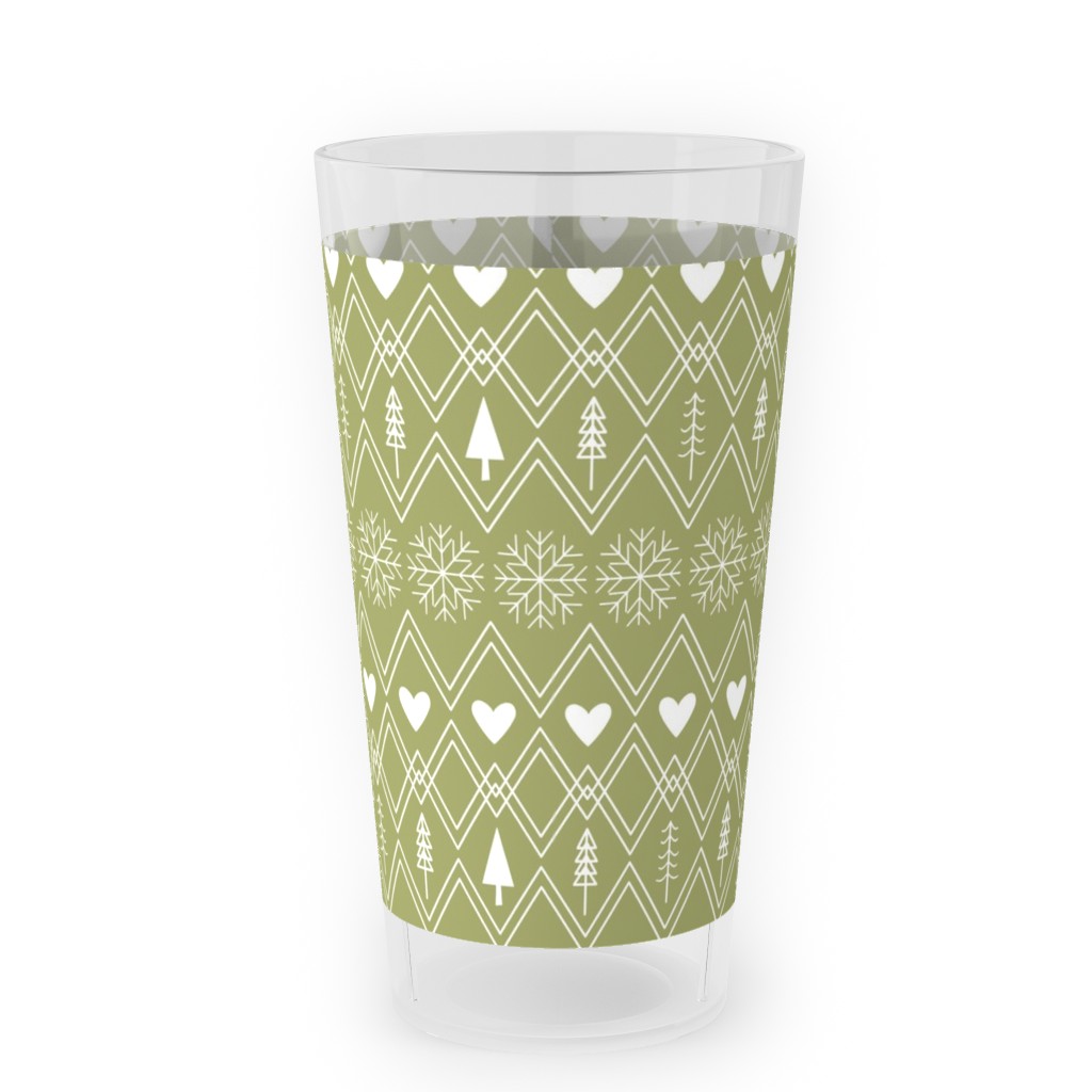 Fair Isle - Green Outdoor Pint Glass, Green