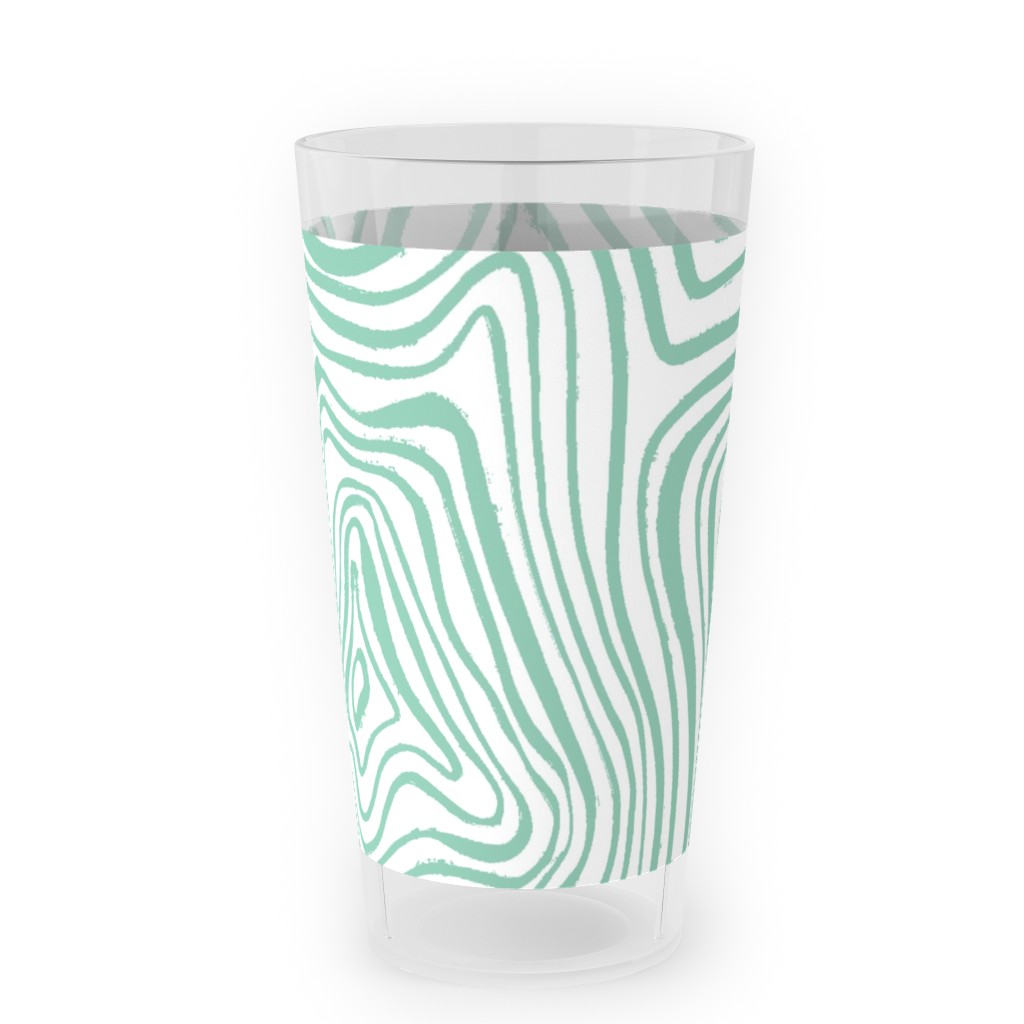 Abstract Wavy Lines - Green Outdoor Pint Glass, Green