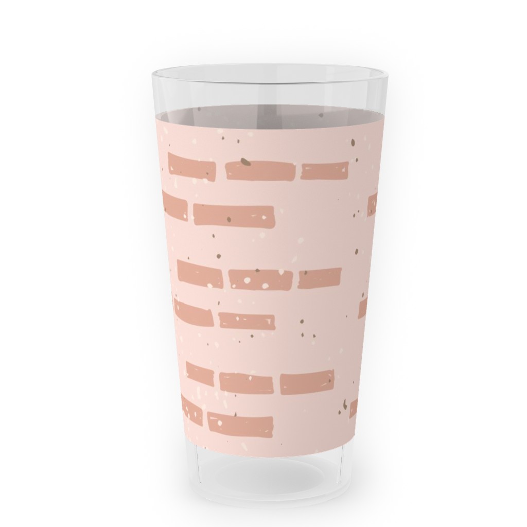 Boho Tribal Dashed Geometric - Pink Outdoor Pint Glass, Pink