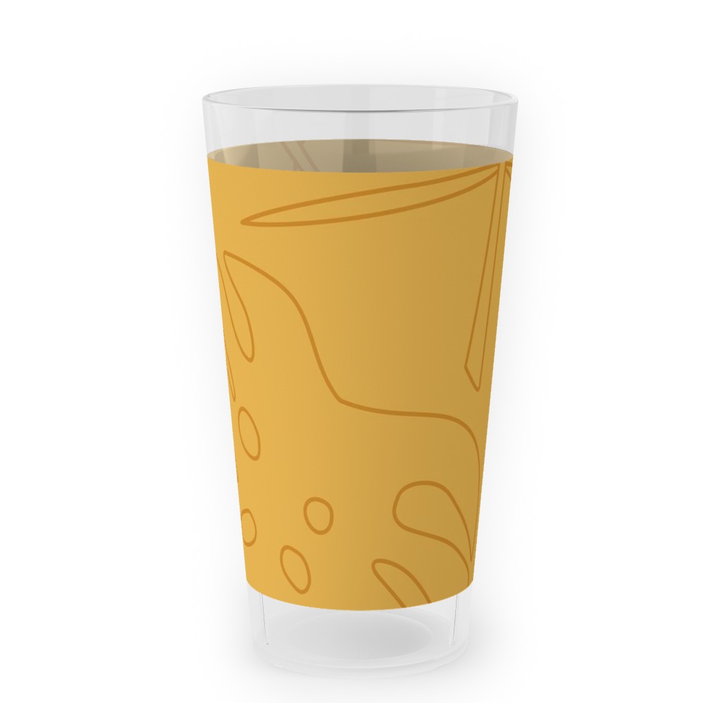 Tropical Leaves - Gold Outdoor Pint Glass, Yellow