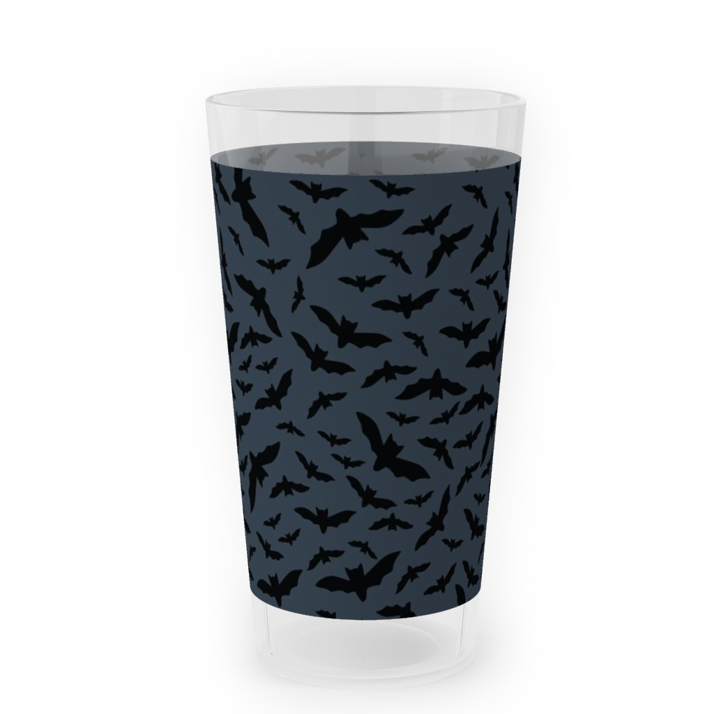 Halloween Black Bats Outdoor Pint Glass, Black