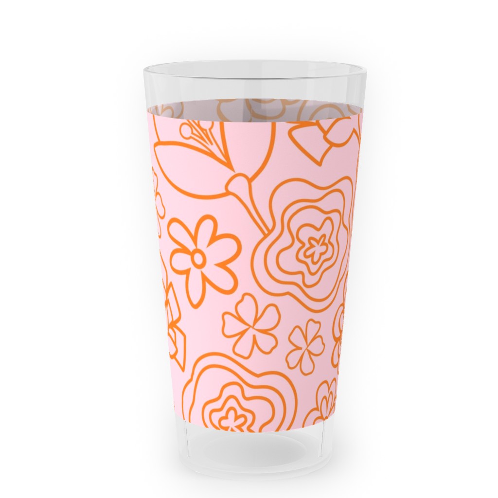 Flower Confetti - Pink Outdoor Pint Glass, Pink