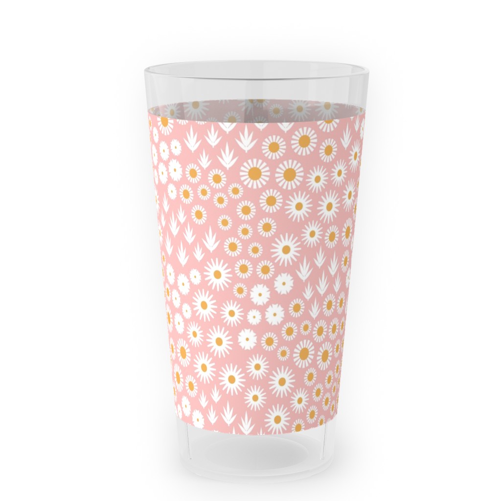 Ditsy Flowers - Pink Outdoor Pint Glass, Pink