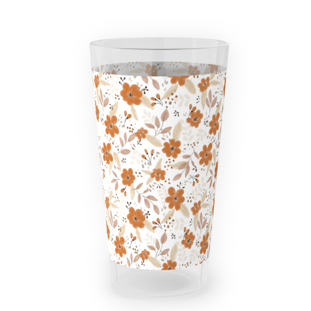 Fall Floral Outdoor Pint Glass, Orange