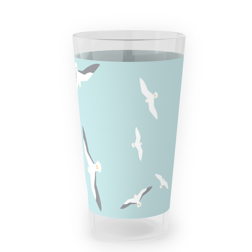 Flying Seagulls - Blue Outdoor Pint Glass, Blue
