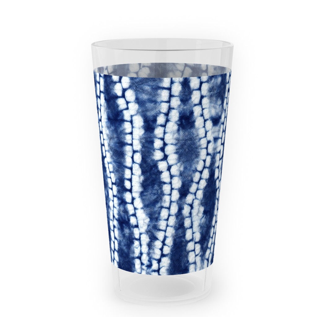 Shibori Ripples - Blue Outdoor Pint Glass, Blue