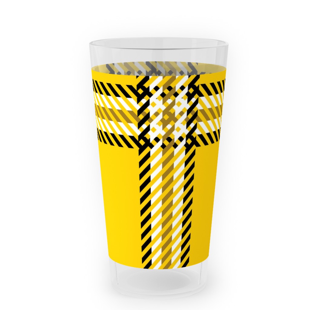 Cher's Plaid Outdoor Pint Glass, Yellow