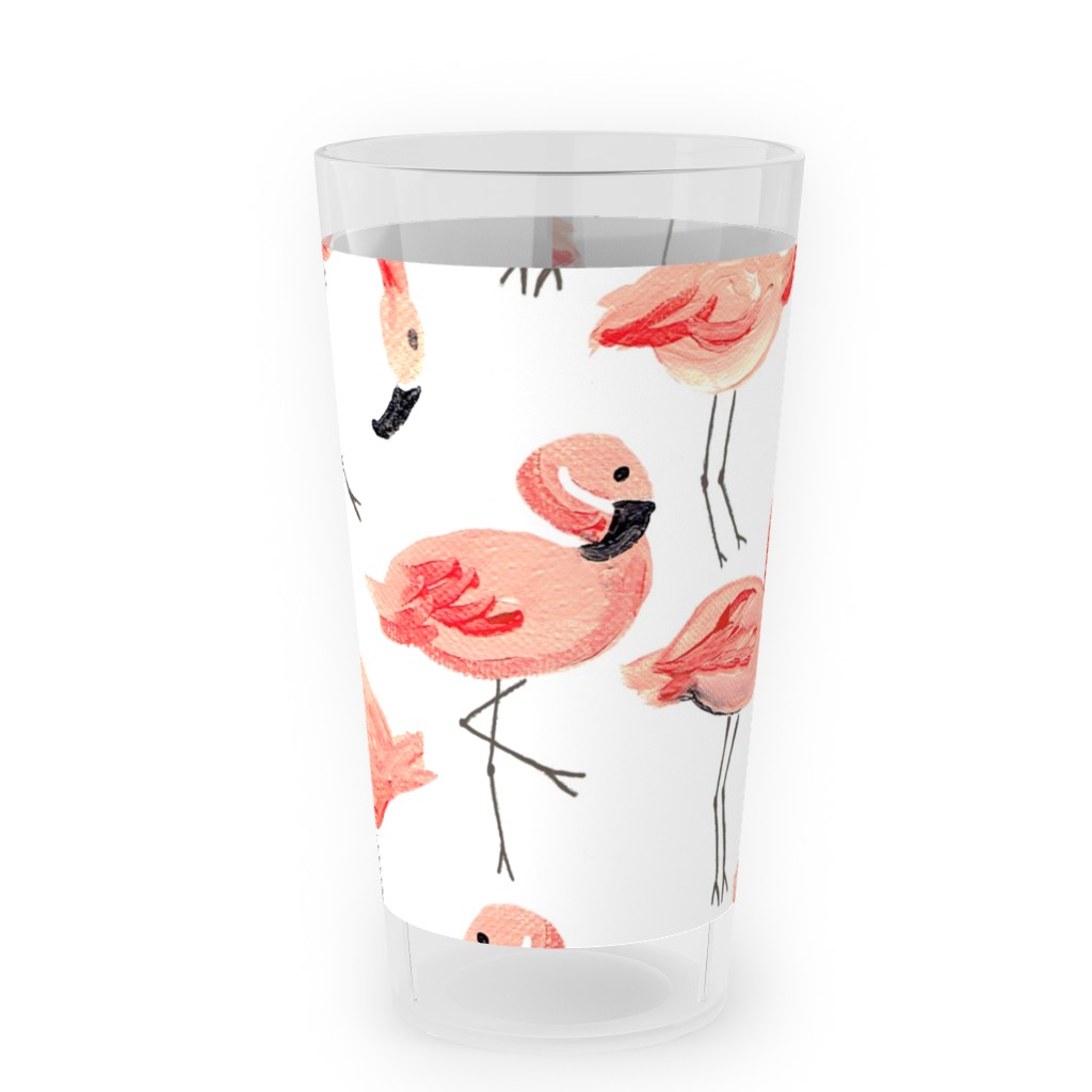 Flamingo Party - Pink Outdoor Pint Glass, Pink
