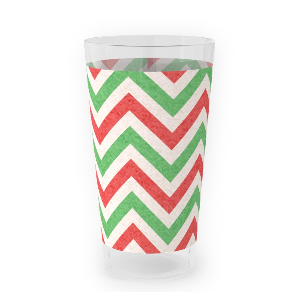 Mottled Holiday Zigzags Outdoor Pint Glass, Multicolor