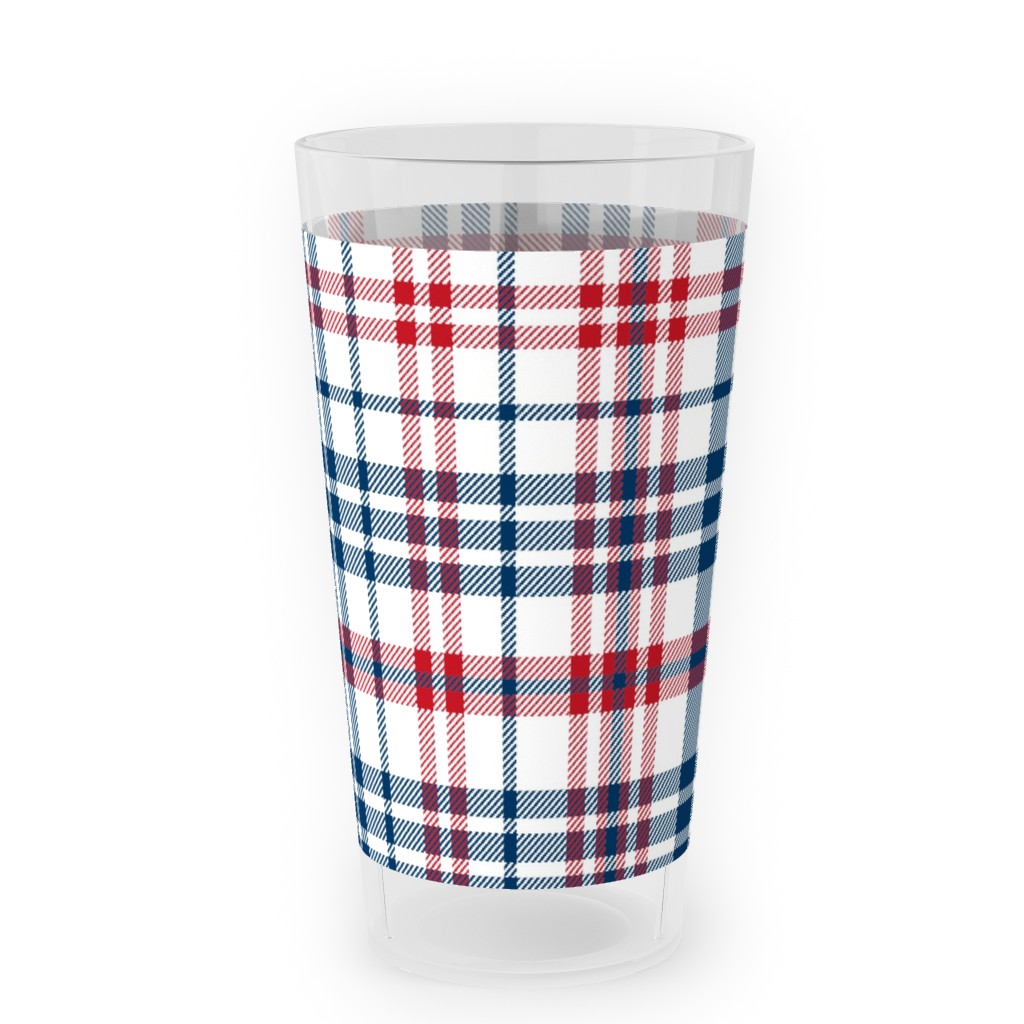American Plaid - Blue and Red Outdoor Pint Glass, Multicolor