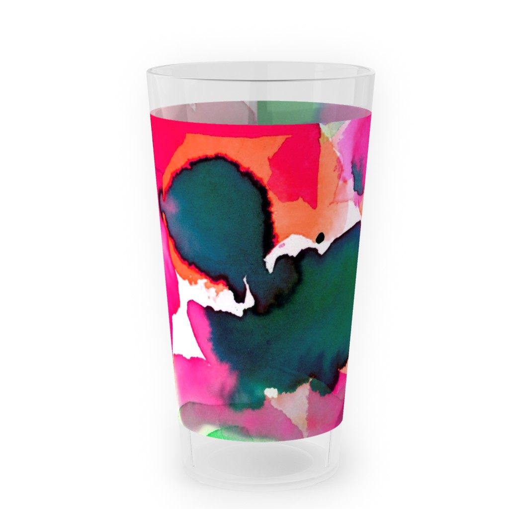 Abstract Flora Watercolor - Multi Outdoor Pint Glass, Multicolor