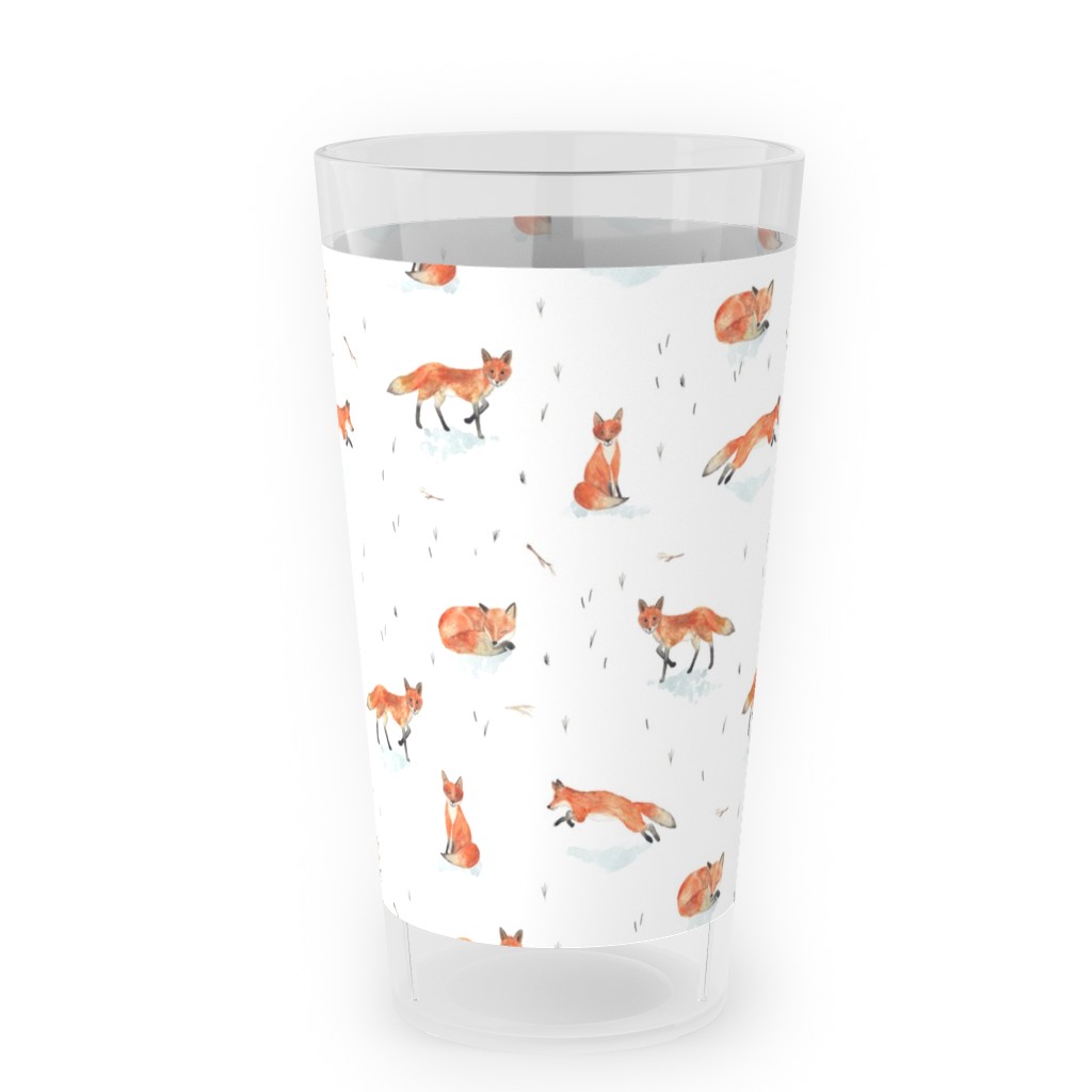 Winter Fox - White Outdoor Pint Glass, Orange