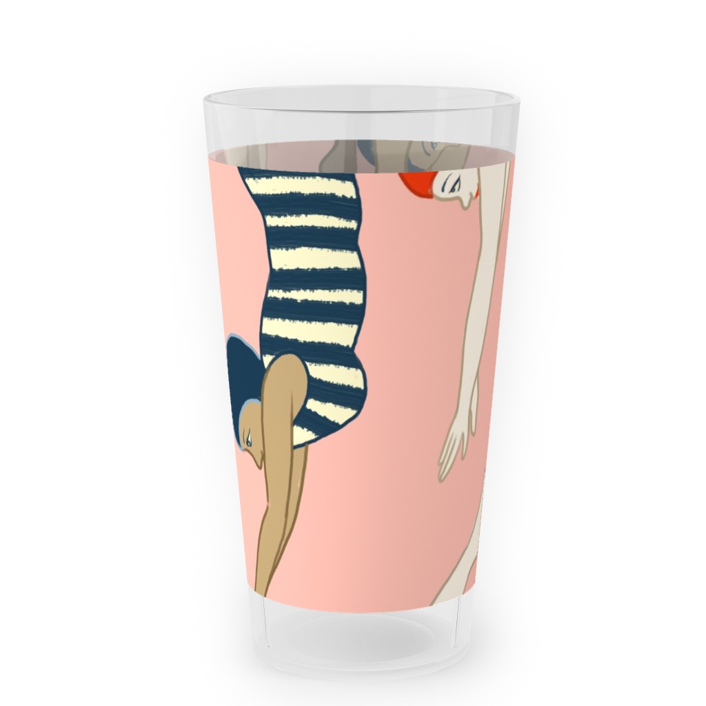 Lady Divers - Pink Outdoor Pint Glass, Pink