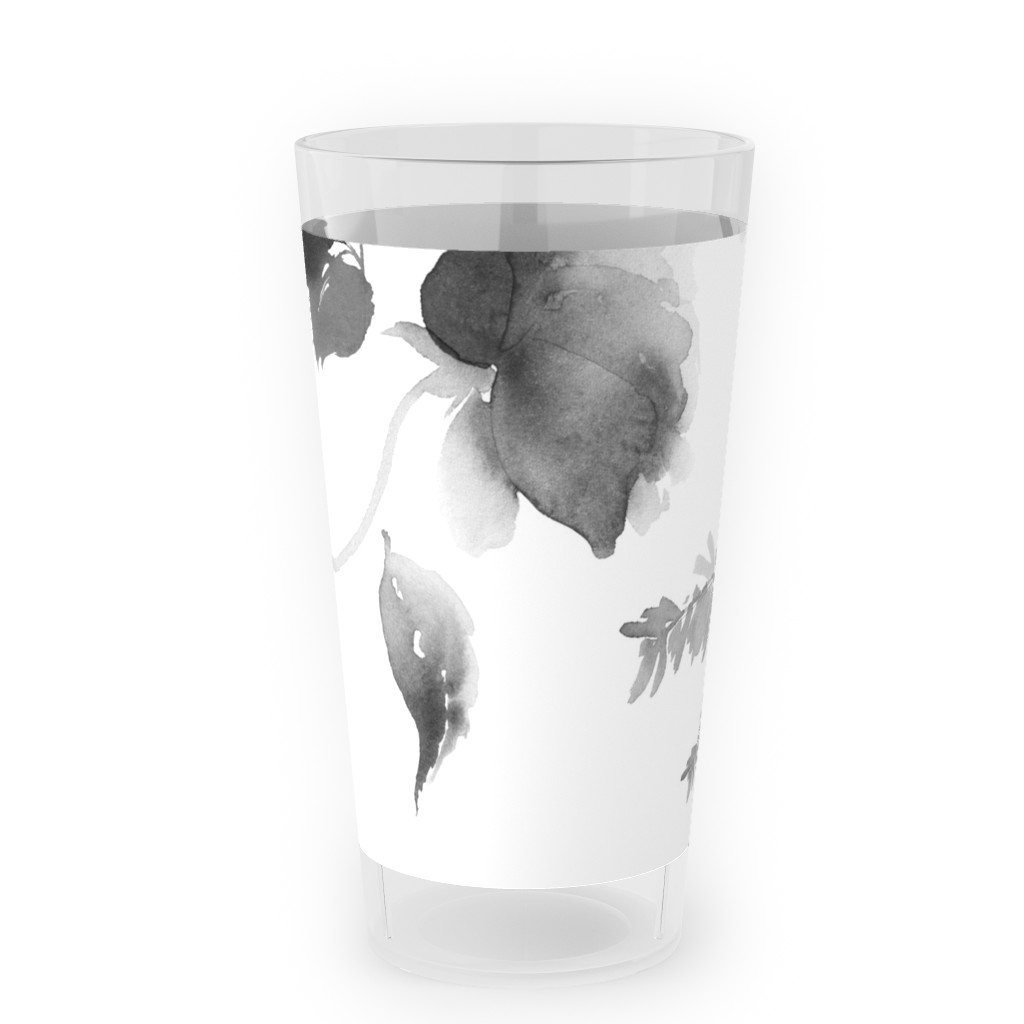 Spring Beginning - Black and White Outdoor Pint Glass, White