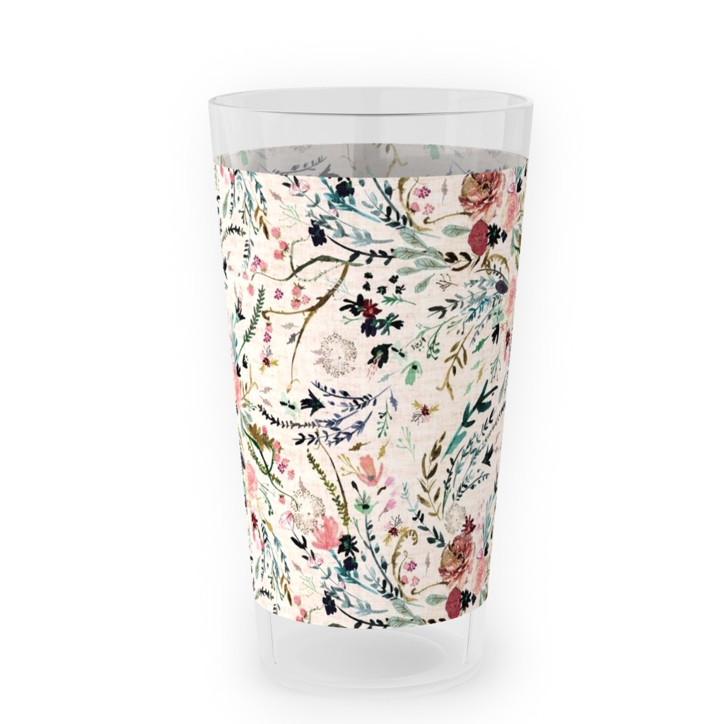 Fable Floral - Blush Outdoor Pint Glass, Multicolor