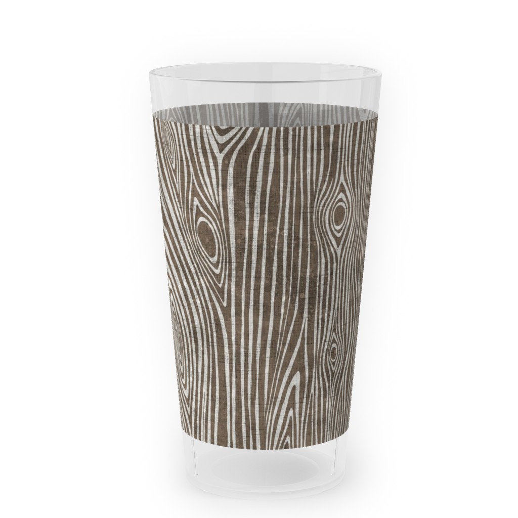 Woodgrain Driftwood Outdoor Pint Glass, Brown