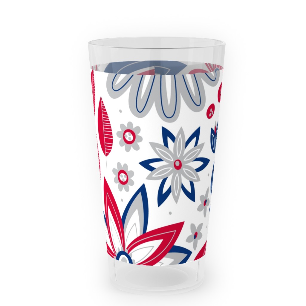Bohemian Fields - Red, White and Blue Outdoor Pint Glass, Red