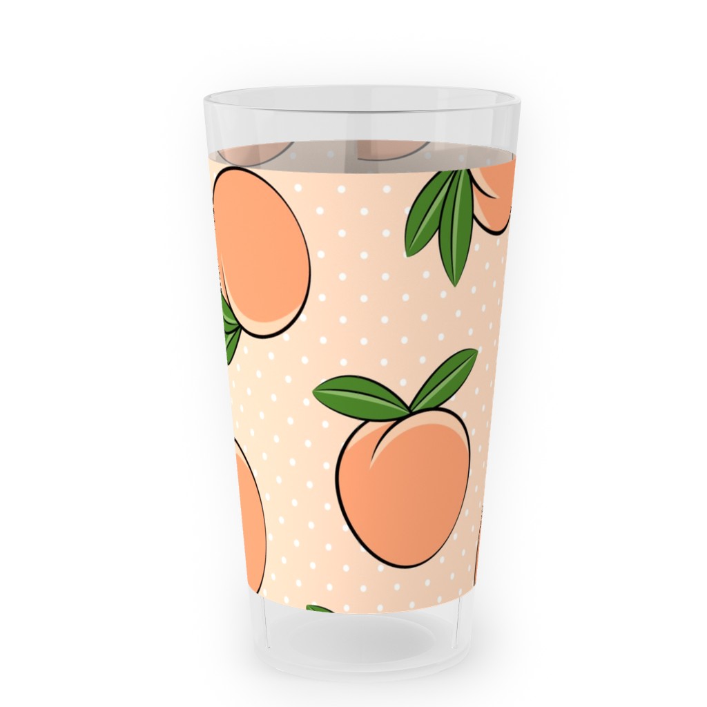 Peachy Polka Dots - Peach Outdoor Pint Glass, Orange