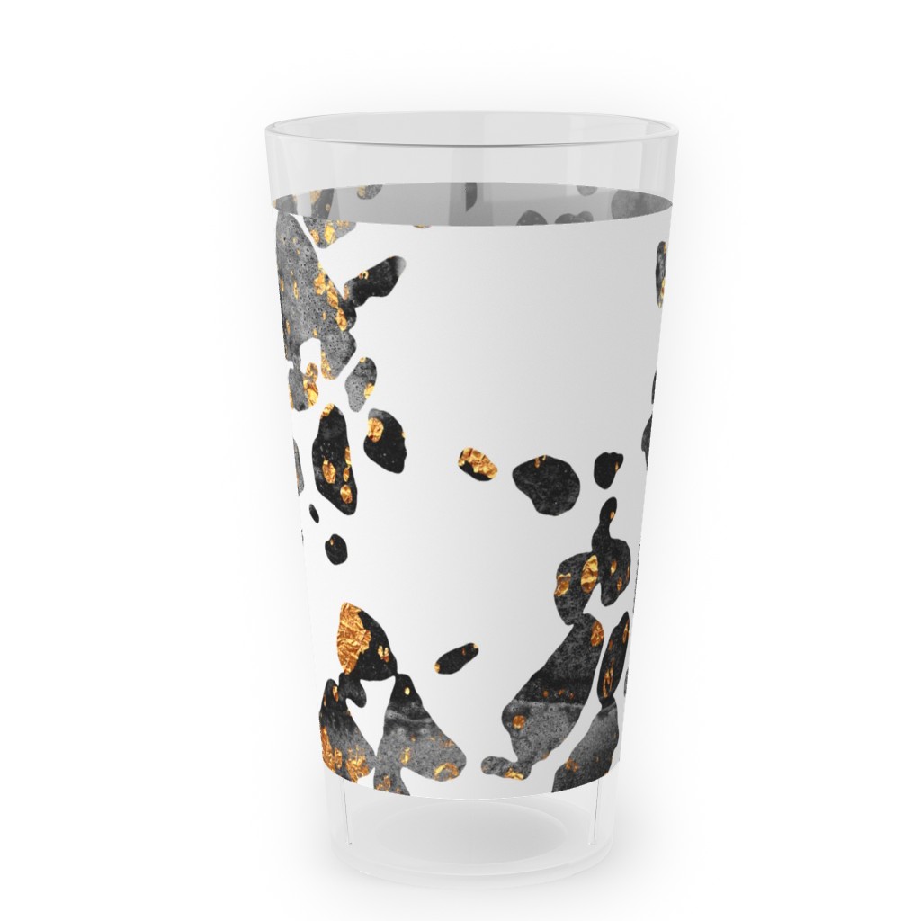 Gold Speckled Terrazzo Outdoor Pint Glass, Black