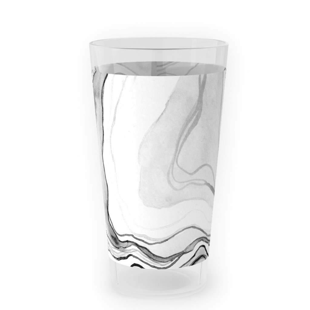Watercolor Marble Outdoor Pint Glass, Gray