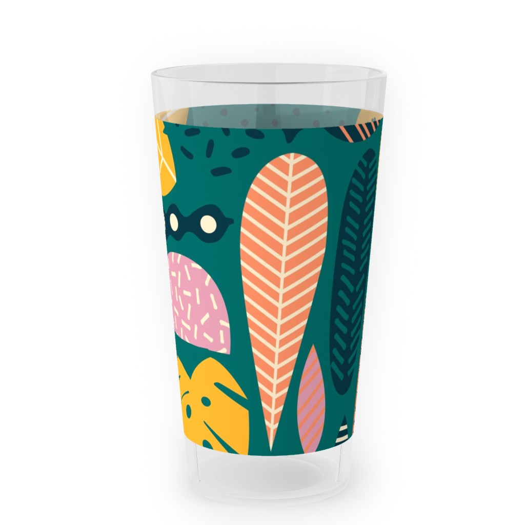 Retro Tropical Pattern Outdoor Pint Glass, Multicolor