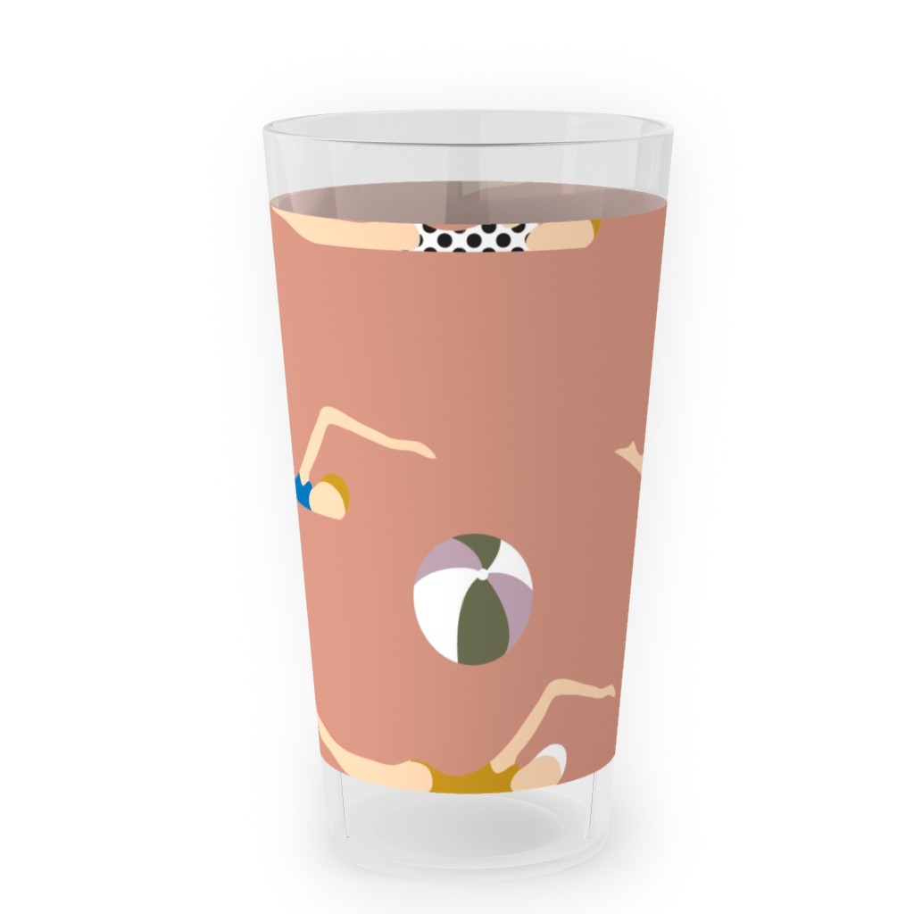 New Nautical Beach Babes - Muddy Clay Outdoor Pint Glass, Pink