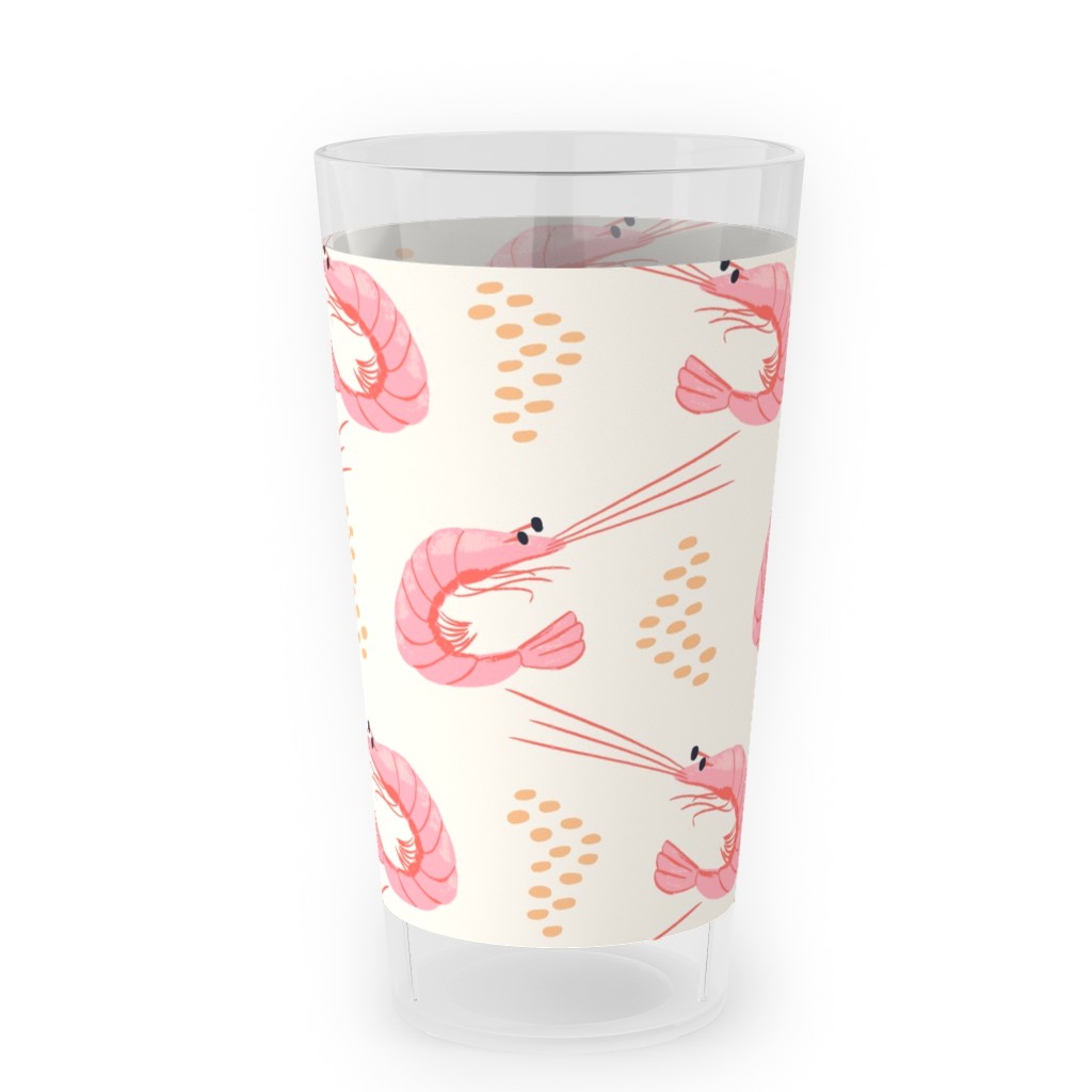 Zigzag Shrimps - Pink Outdoor Pint Glass, Pink