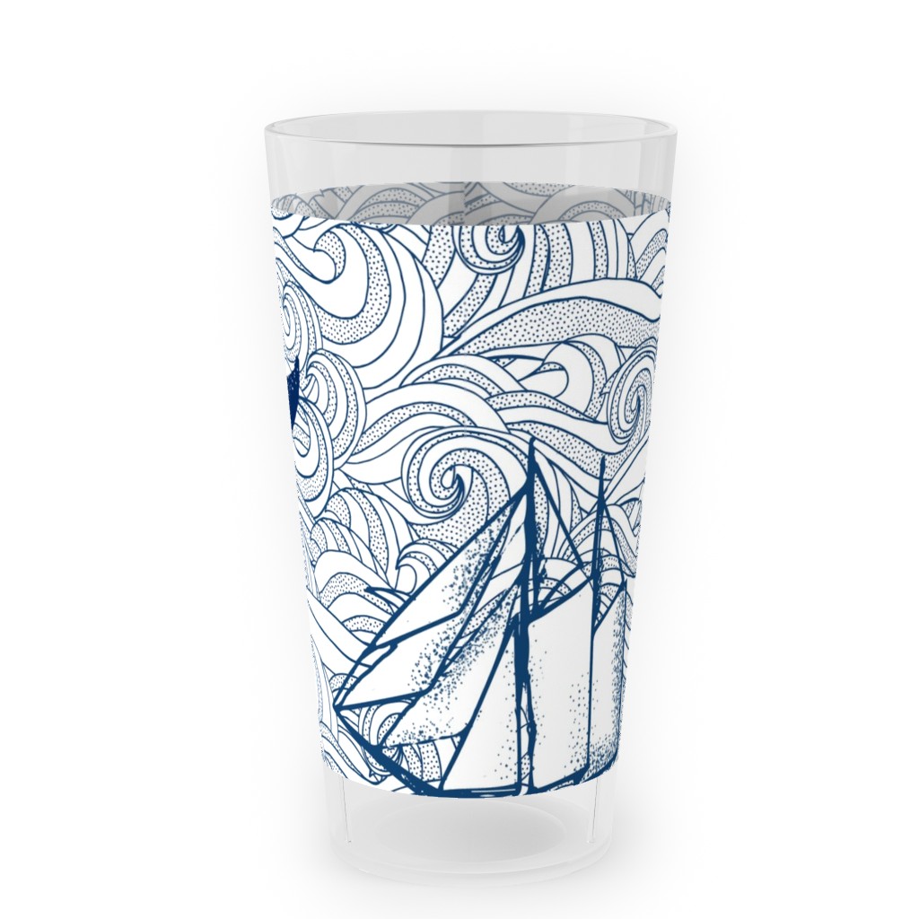 Vintage Nautical Journey Outdoor Pint Glass, Blue