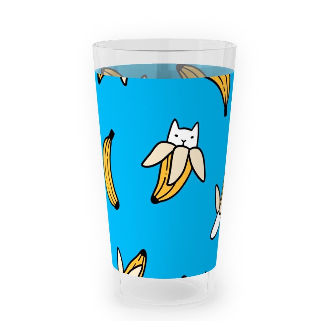 Funny Yummy Banana Cats - Blue Outdoor Pint Glass, Blue