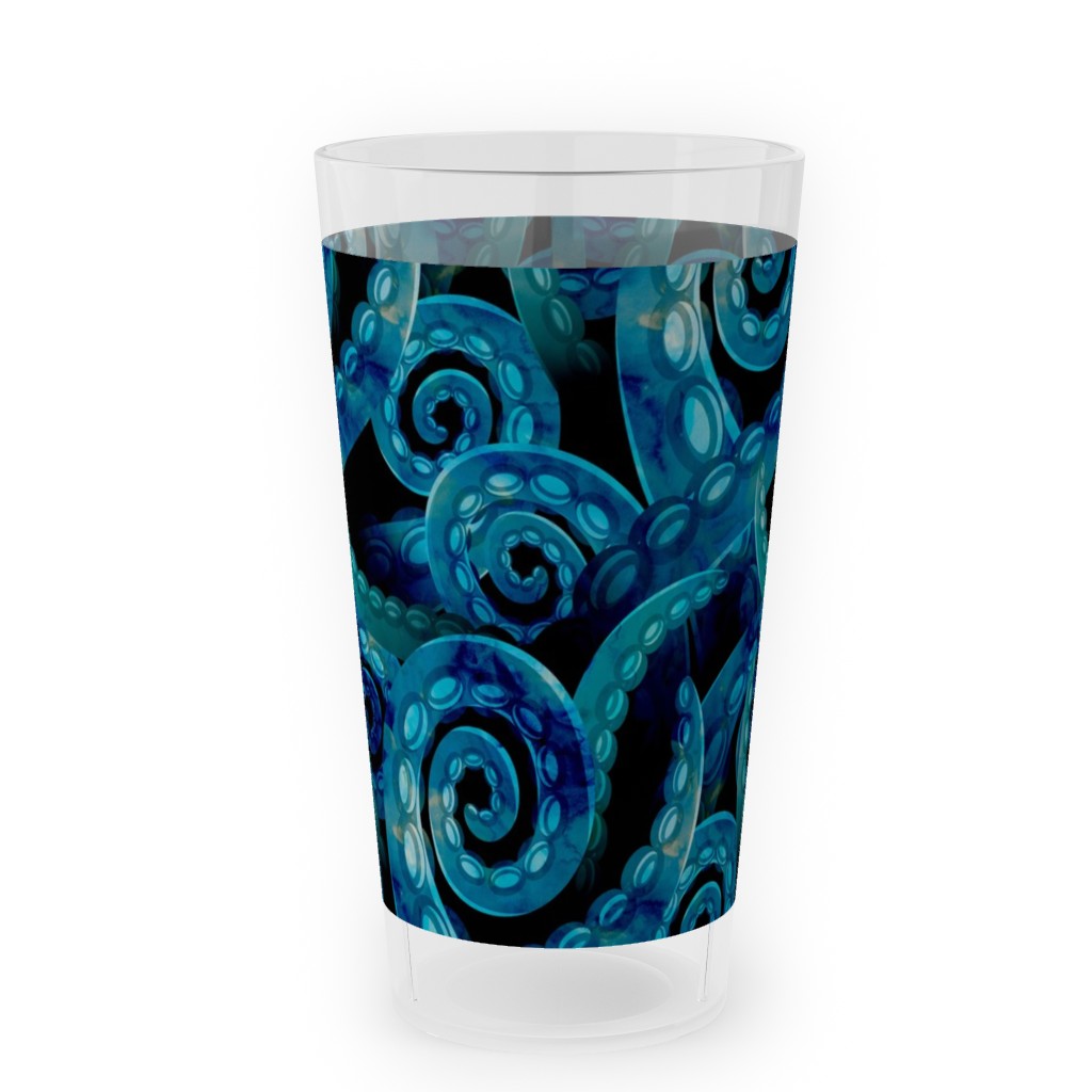 Octopus Watercolor - Blue Outdoor Pint Glass, Blue
