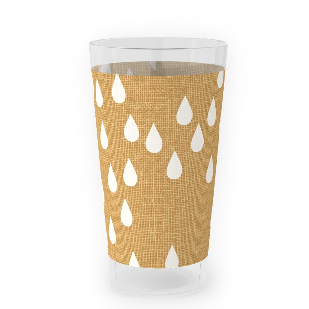 Scattered Rain Drops - Mustard Yellow Outdoor Pint Glass, Yellow