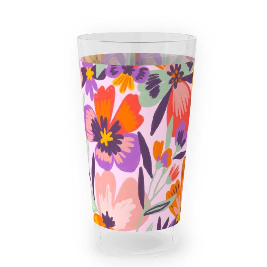 Pansies Outdoor Pint Glass, Multicolor
