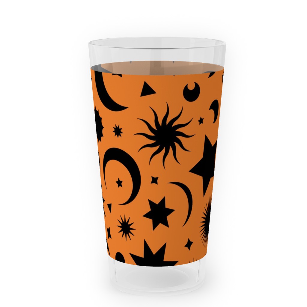Celestial Kilim - Orange and Black Outdoor Pint Glass, Orange