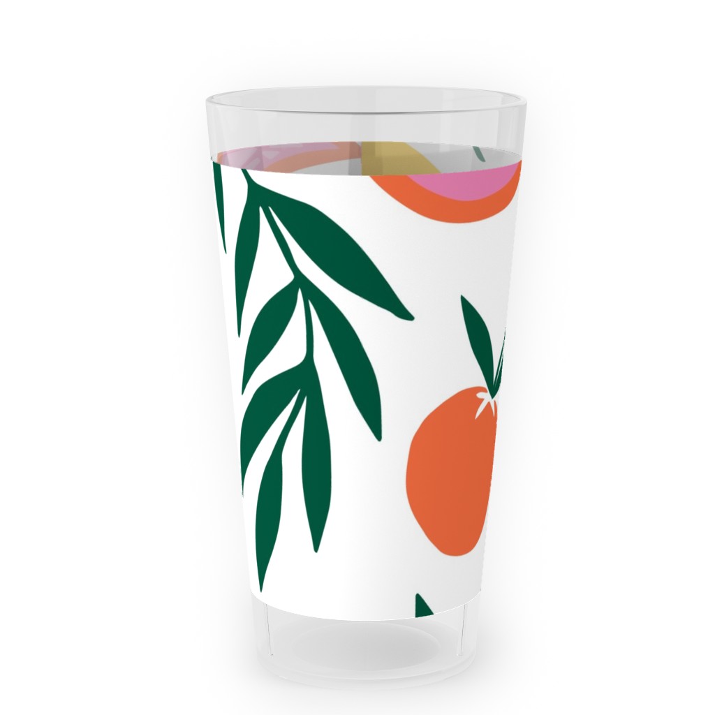 Citrus Grove - Pink and Yellow Outdoor Pint Glass, Pink