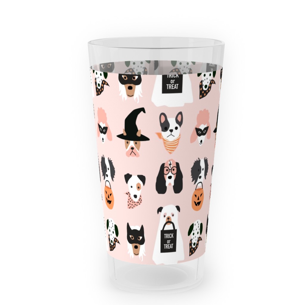 Halloween Puppies on Pink Outdoor Pint Glass, Pink