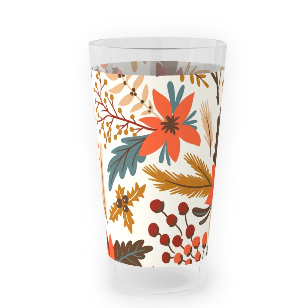 Christmas Flowers - Multi Outdoor Pint Glass, Multicolor