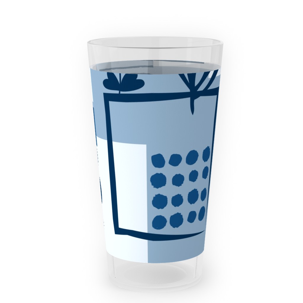 Squared Sea - Blue Outdoor Pint Glass, Blue