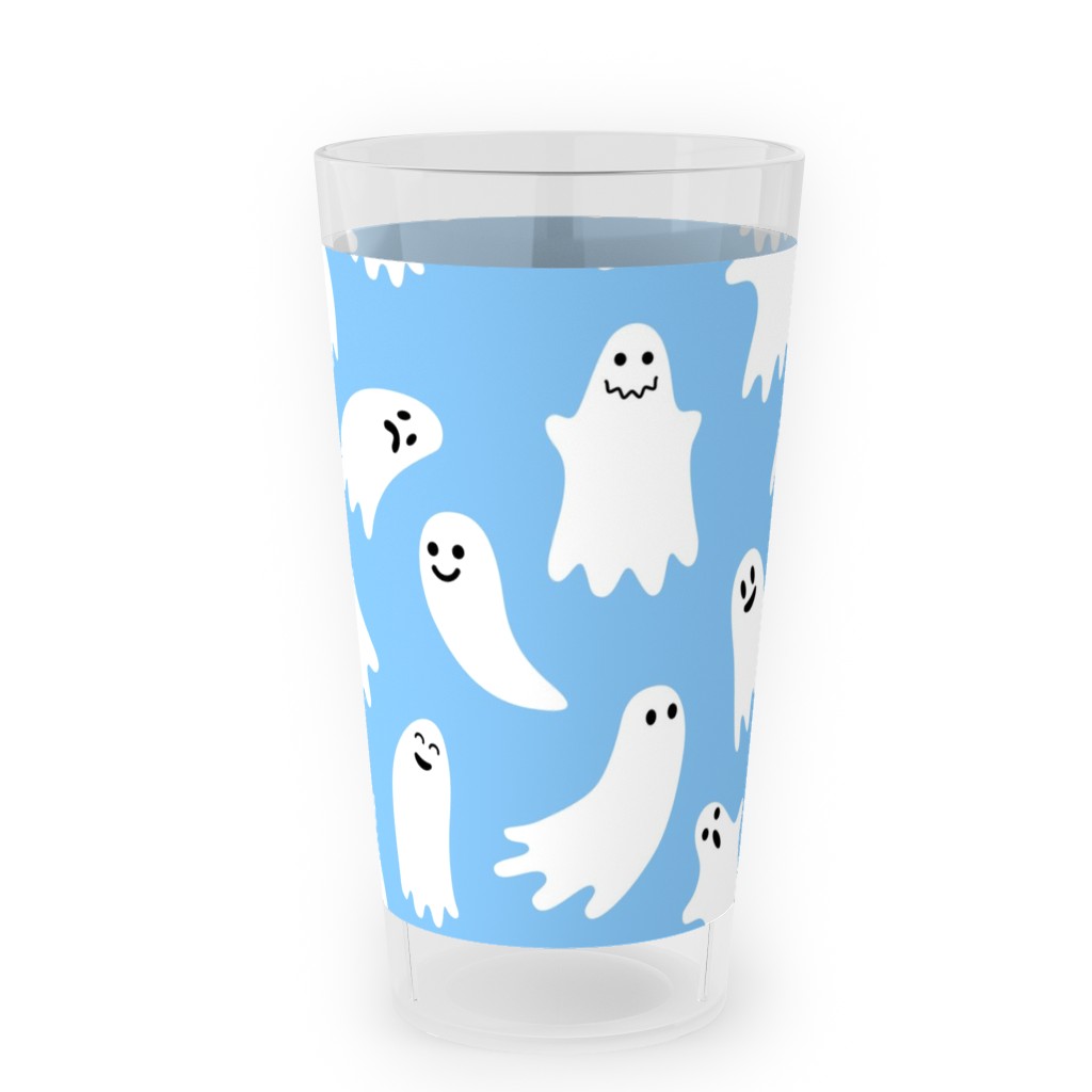 Cute Ghosts - Blue Outdoor Pint Glass, Blue