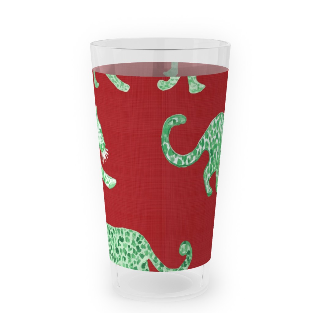 Leopard Parade Outdoor Pint Glass, Red