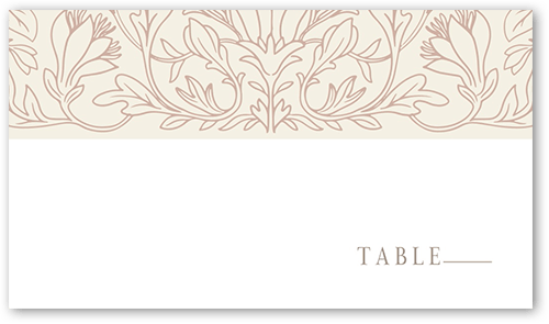 Newlywed Nouveau Wedding Place Card, White, Placecard, Matte, Signature Smooth Cardstock, Almond