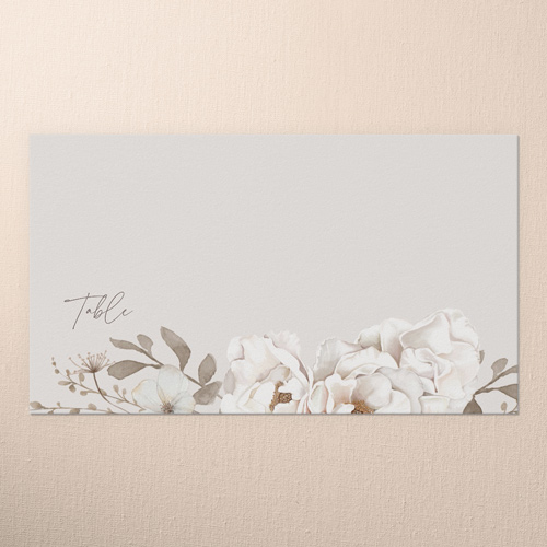 Full Bloom Wedding Place Card, Gray, Placecard, Matte, Signature Smooth Cardstock