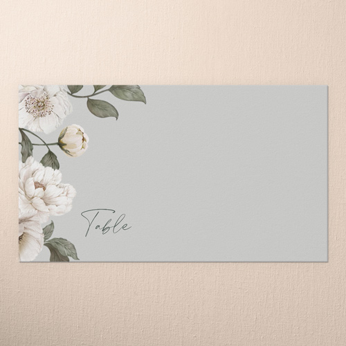 Peaceful Flowers Wedding Place Card, Grey, Placecard, Matte, Signature Smooth Cardstock
