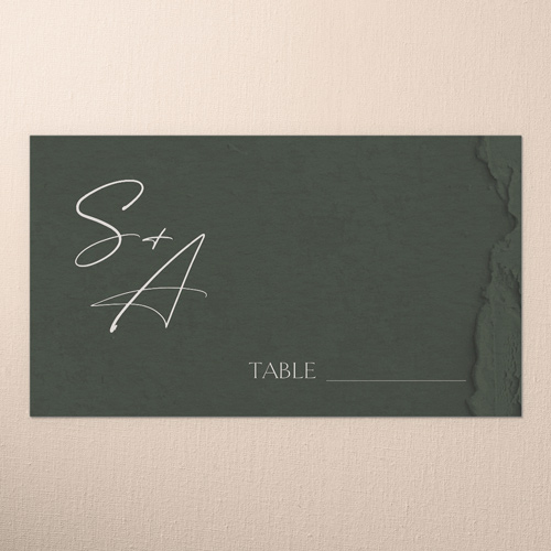 Torn Textures Wedding Place Card, Green, Placecard, Matte, Signature Smooth Cardstock